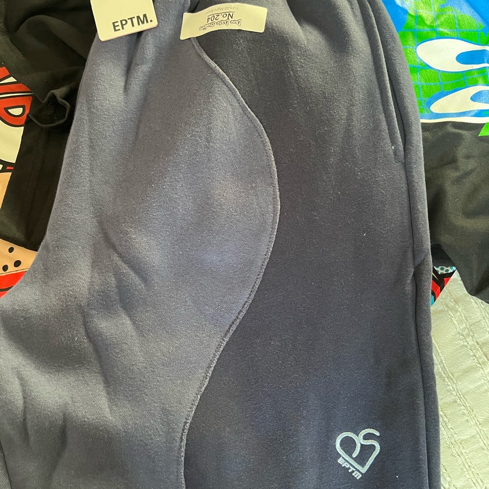 Blue Sweatpants with Curved Panel Design